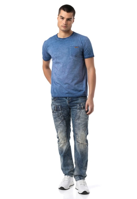 Męska koszulka CIPO BAXX CT810 NAVY BLUE