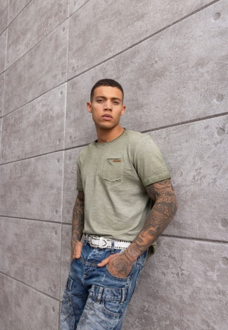 Męska koszulka CIPO BAXX CT810 KHAKI