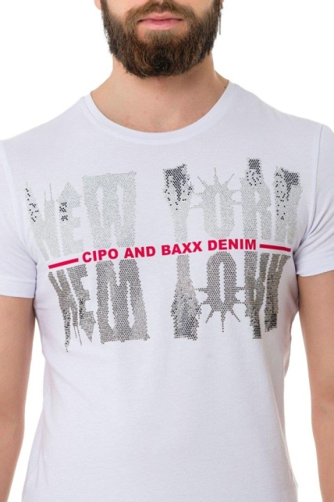 Męski tshirt CIPO BAXX CT733 WHITE