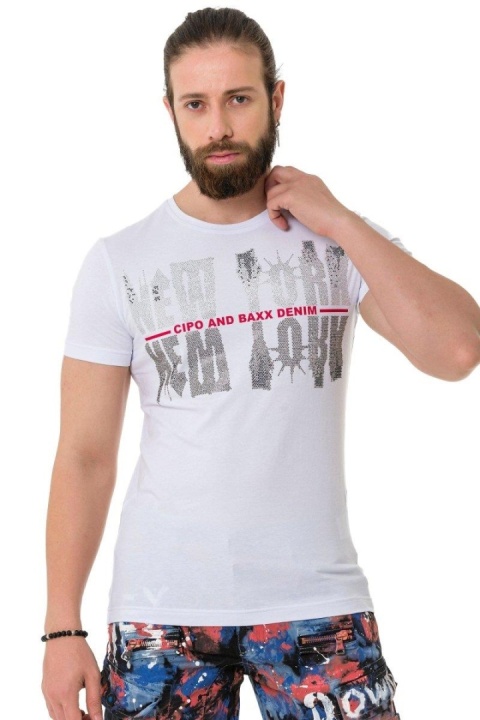 Męski tshirt CIPO BAXX CT733 WHITE