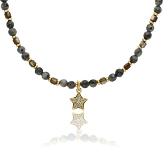 Naszyjnik z agatami i muszlą N97681