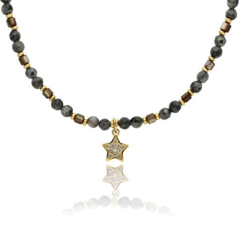 Naszyjnik z agatami i muszlą N97681