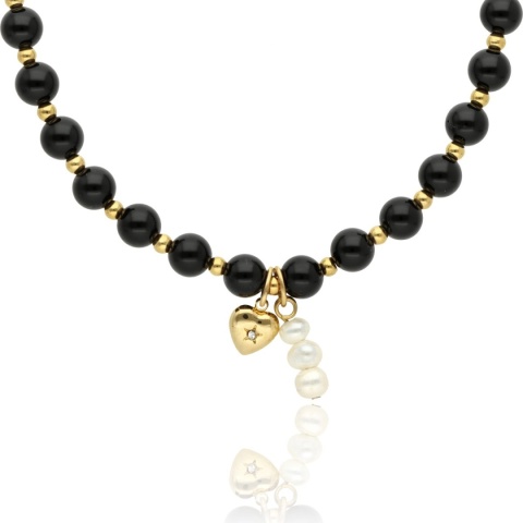 Naszyjnik z agatami i perłami N97693