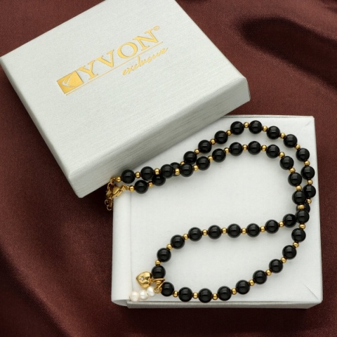 Naszyjnik z agatami i perłami N97693