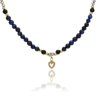 Naszyjnik z granatowym tygrysim okiem N97684