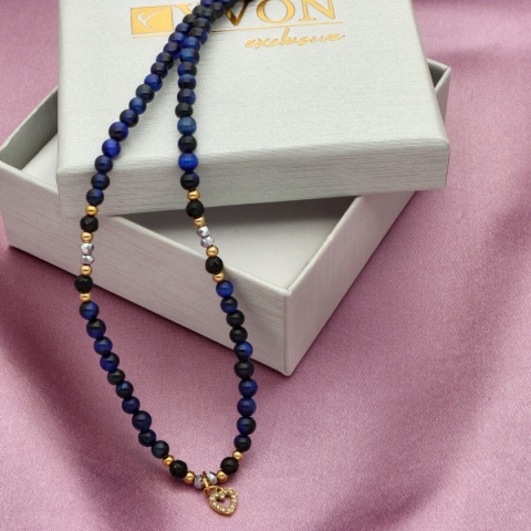 Naszyjnik z granatowym tygrysim okiem N97684