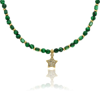 Naszyjnik z malachitami i muszlą N97680