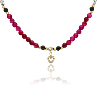 Naszyjnik z różowym tygrysim okiem N97683