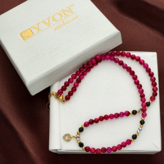 Naszyjnik z różowym tygrysim okiem N97683