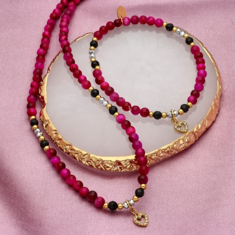 Naszyjnik z różowym tygrysim okiem N97683