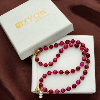 Naszyjnik z różowym tygrysim okiem N97694