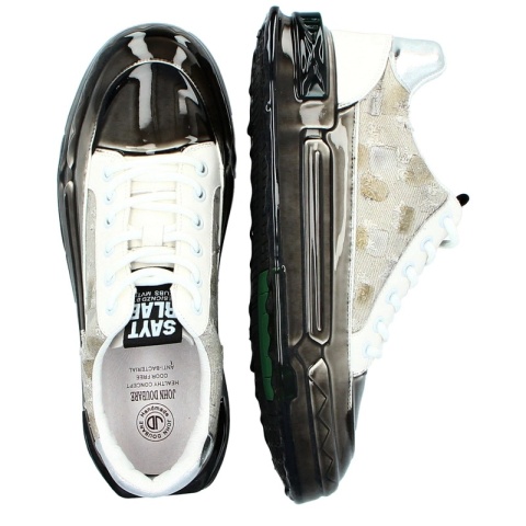 Skórzane sneakersy męskie - JOHN DOUBARE 24126 BIAŁE