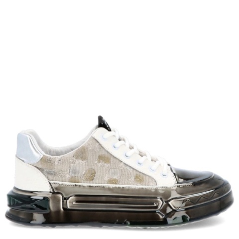 Skórzane sneakersy męskie - JOHN DOUBARE 24126 BIAŁE