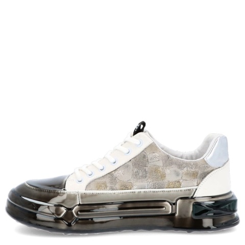 Skórzane sneakersy męskie - JOHN DOUBARE 24126 BIAŁE