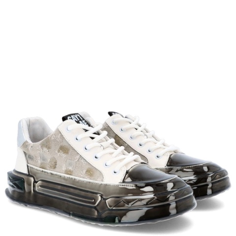 Skórzane sneakersy męskie - JOHN DOUBARE 24126 BIAŁE