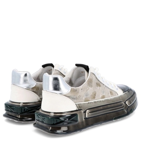 Skórzane sneakersy męskie - JOHN DOUBARE 24126 BIAŁE