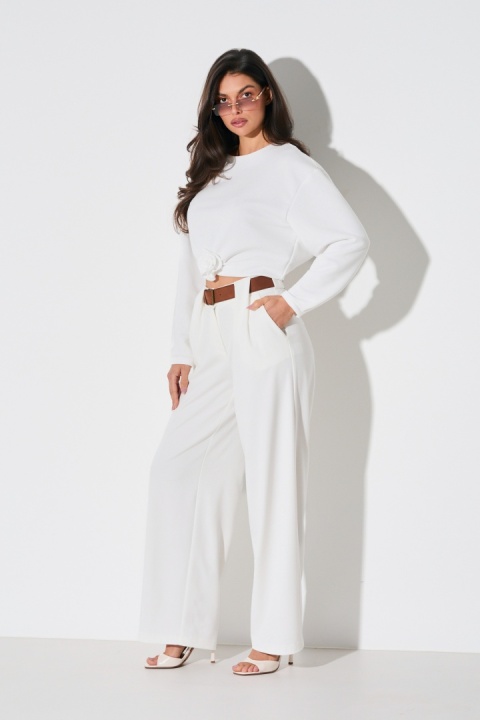 SPODNIE WIDE LEG Z WYSOKIM STANEM I PASKIEM