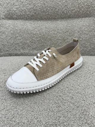 Skórzane sneakersy damskie Beżowe GD-YP-2607