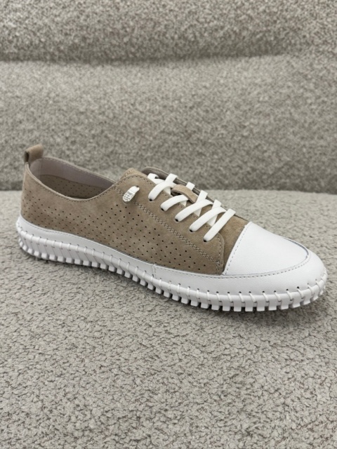 Skórzane sneakersy damskie Beżowe GD-YP-2607