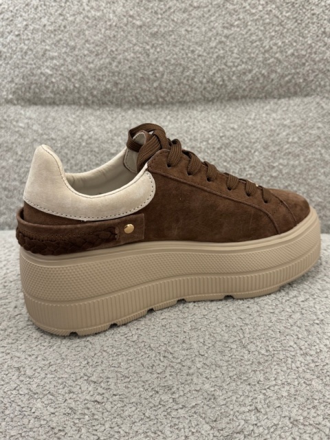 Skórzane sneakersy damskie Brązowe GD-XW-1038-1