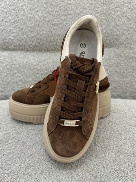 Skórzane sneakersy damskie Brązowe GD-XW-1038-1