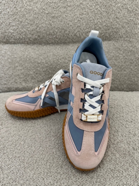 Skórzane sneakersy damskie Różowo-Błękitne GD-XW-1047