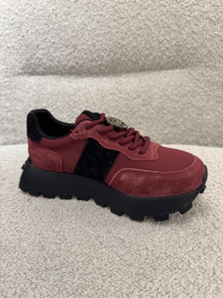 Sneakersy Bordowo-Czarne ze skóry naturalnej GD-XF-112