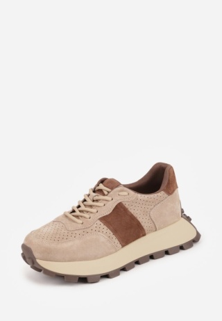 Sneakersy ciemny beż ze skóry naturalnej GD-XF-241