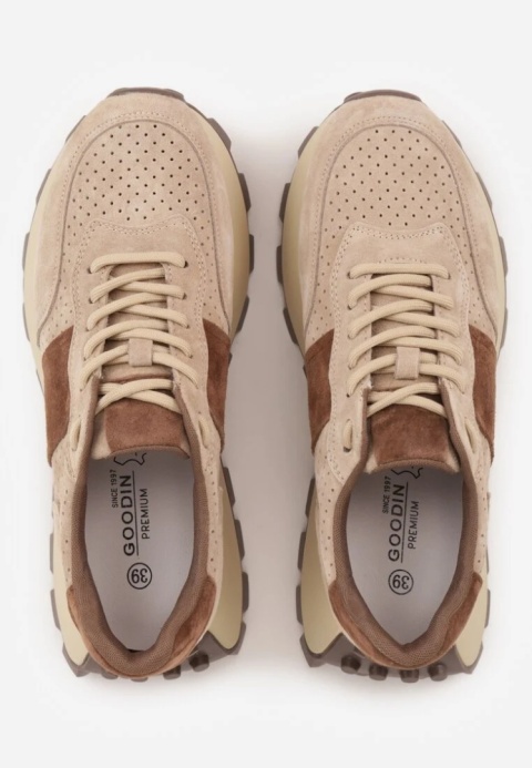 Sneakersy ciemny beż ze skóry naturalnej GD-XF-241