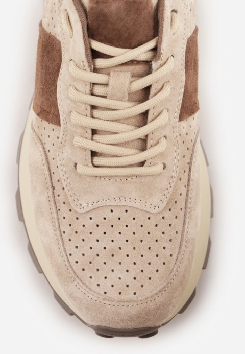 Sneakersy ciemny beż ze skóry naturalnej GD-XF-241