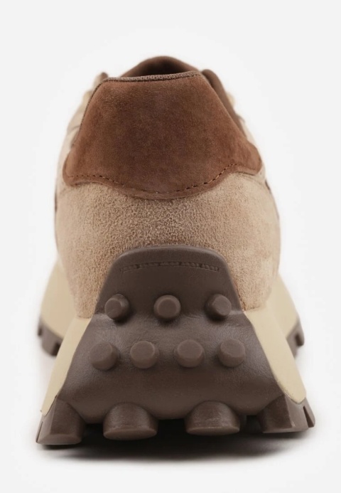 Sneakersy ciemny beż ze skóry naturalnej GD-XF-241