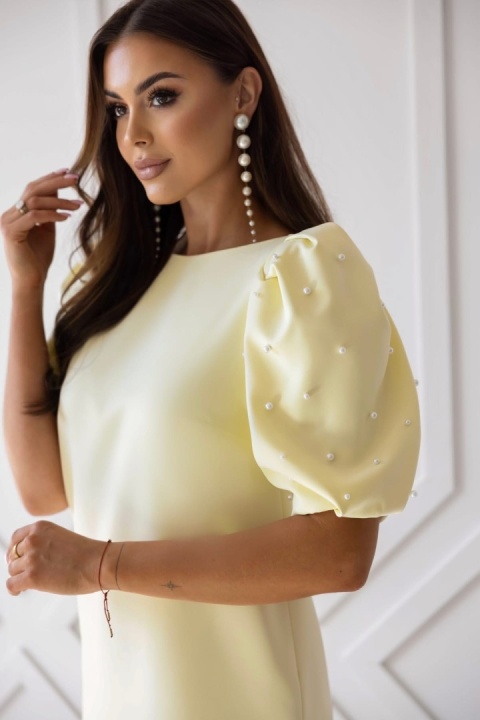 Sukienka Amara z perełkami cytryna Lacoria