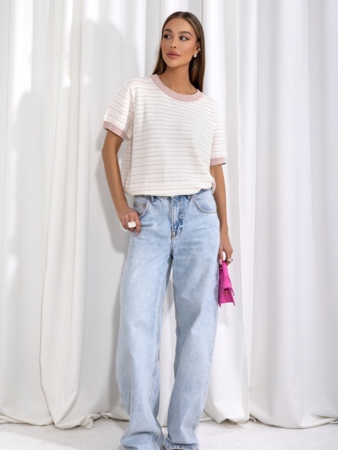 Sweter Soreya pudrowy róż z ecru cocomore