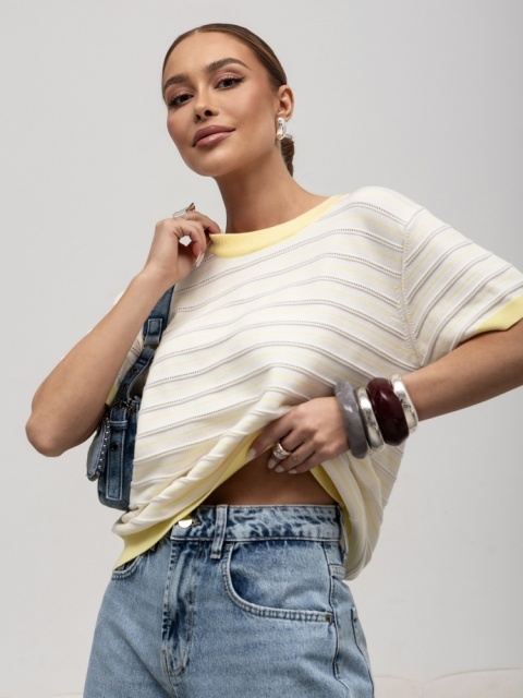 Sweter Soreya biały z żółtym cocomore