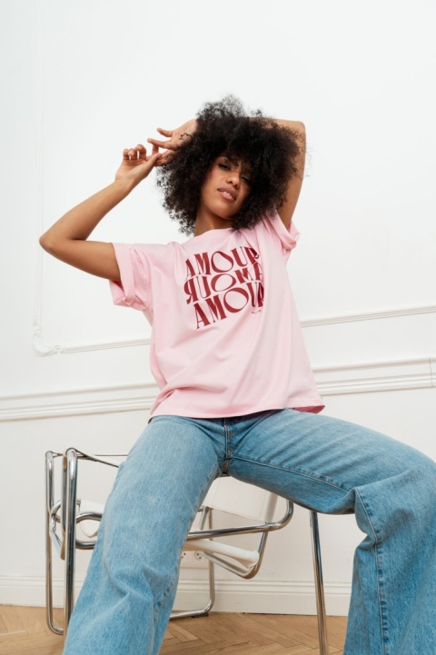 T-SHIRT AMOUR BOPOCO RÓŻOWY