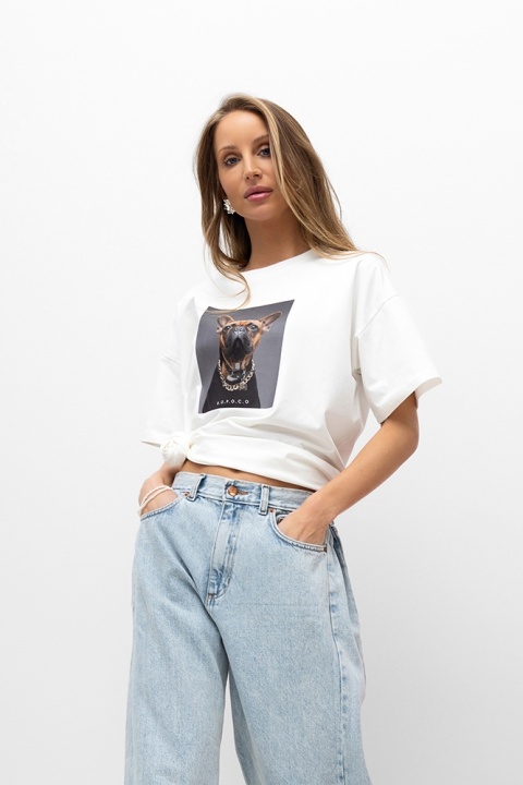 T-SHIRT BULDOG BOPOCO BIAŁY