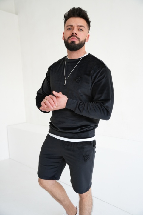 BLUZA MĘSKA WELUROWA BG BASS | CZARNY