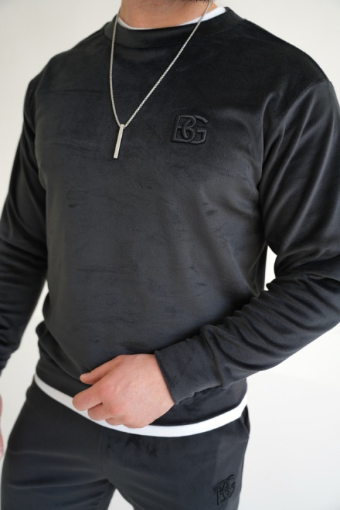 BLUZA MĘSKA WELUROWA BG BASS | CZARNY