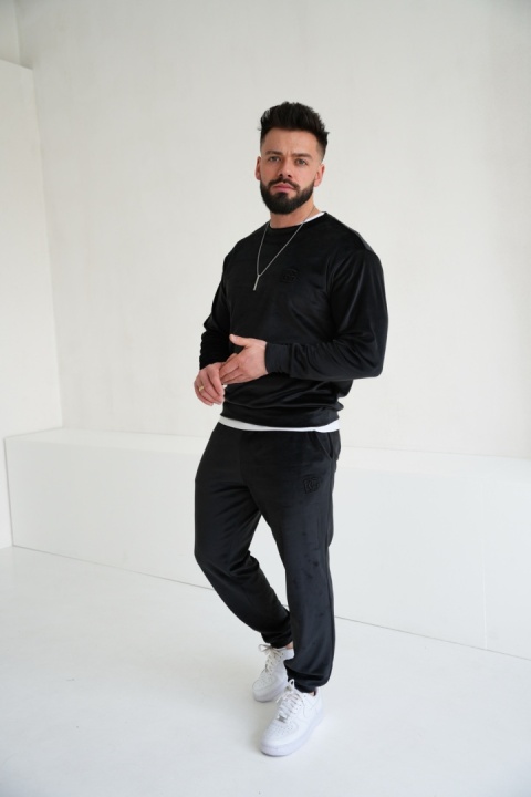 BLUZA MĘSKA WELUROWA BG BASS | CZARNY