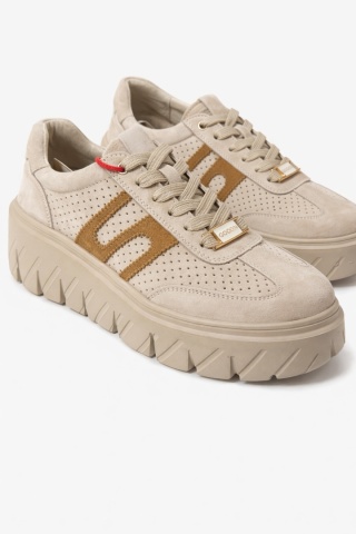 Beżowe sneakersy damskie na platformie GOODIN