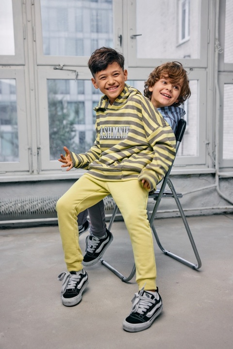 Bluza z kapturem MASHMNIE żółta w paski