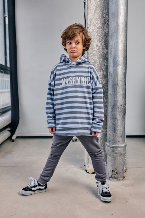 Bluza z kapturem MASHMNIE niebieska w paski