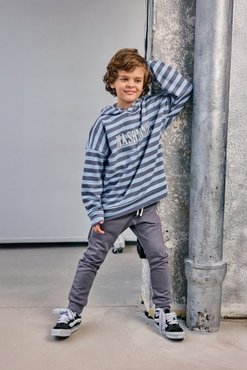 Bluza z kapturem MASHMNIE niebieska w paski