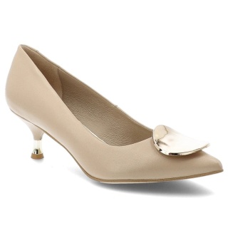 Czółenka damskie Chebello ze skóry naturalnej licowej beżowe