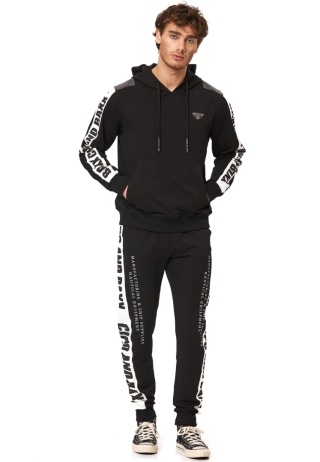 Męski dres CIPO & BAXX – czarny komplet sportowy -CRL162