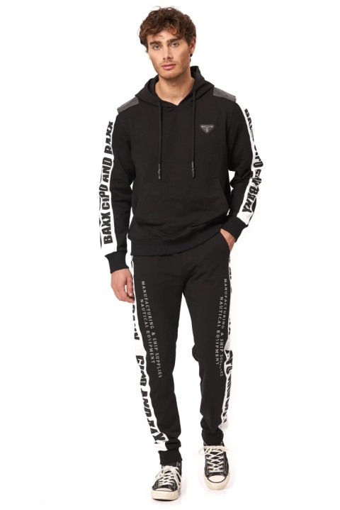 Męski dres CIPO & BAXX – czarny komplet sportowy -CRL162