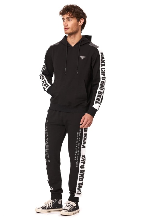 Męski dres CIPO & BAXX – czarny komplet sportowy -CRL162