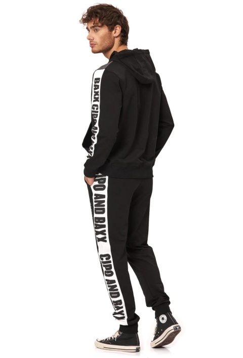 Męski dres CIPO & BAXX – czarny komplet sportowy -CRL162