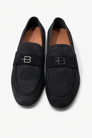 Mokasyny męskie JOHN DOUBARE – czarne skórzane z logo