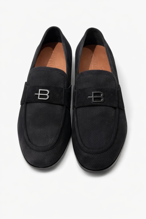 Mokasyny męskie JOHN DOUBARE – czarne skórzane z logo